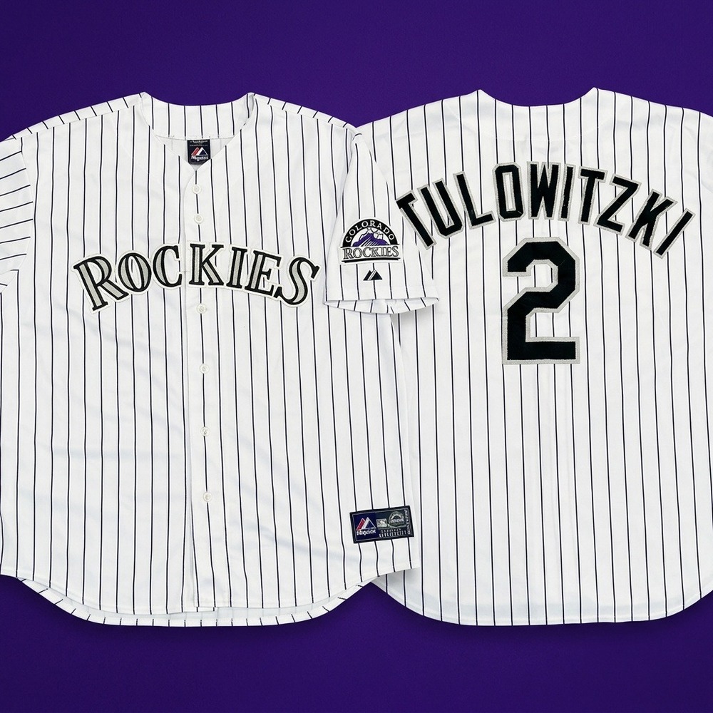Majestic Colorado Rockies MLB Jersey Mens 3XL White Pinstripe Button Front